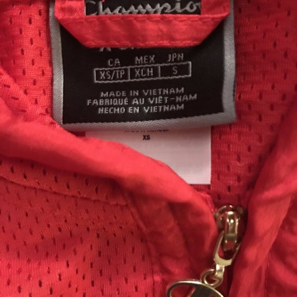 Champion Womens Nylon Warm Up Pullover Jacket RED - Picture 9 of 9